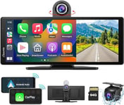 2024 Carpuride W903 Autoradio sans Fil Carplay & Android Auto avec Caméra de Tableau de Bord 4K, Caméra de Recul, écran Tactile Portable IPS 9,3", Récepteur Radio avec Miroir, Bluetooth, Navigation