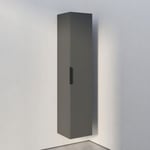 Armoire suspendue bois laqué, Colonne de salle de bain avec porte + poignée métal Noir mat, 35x165x35cm, TIM, Anthracite mat