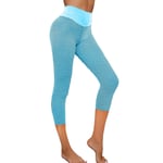 Vobery Leggings Womens,High Waisted Tummy Control Slimming Booty Butt Lifting Leggings Capri Legging Cropped Leggings 3/4 Length Trousers for Yoga Running Training(Blue,M)