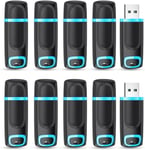 Lot de 10 Clé USB 32Go,Cle USB 32Go 2.0 Stockage Données avec Lumière LED pour PC tablettes/Laptop/autoradio/TV(Cyan).[Y206]