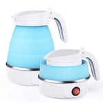 Foldable Electric Kettle, Camping Kettle, Mini Travel Kettle, Silicone Electric Water Boiler, Tea, Coffee Kettle, Collapsible Kettle with Separable Power Cord for Outdoor Hiking Camping—Blue