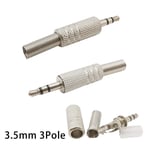 Metal Audio Plug Connector 3.5mm Wire Terminals Stereo Plug Earphone Jack