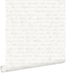 ESTAhome papier peint noms de fleurs manuscrits en latin argent - 53 cm x 10,05 m - 128031