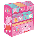 ARDITEX Peppa Pig Wooden Toy Organiser with 6 Storage Bins, wood/fabric