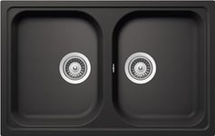 SCHOCK | Évier de cuisine Lithos N200S 2 bacs petits, matériau Cristalite®, noir absolu, 790 x 500 mm