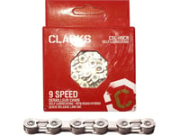 Clarks Ybn Csl-H9cr Shimano Campagnolo Sram Sykkelkjede (9 Hastigheter, 1/2"X11/128", 116 Lenker, 6,4 Mm, Kjedeklemme, Superlett, Krom) Selvsmørende Sølv