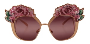 Dolce & Gabbana Sunglasses DG2202 Pink Gold Rose Sequin Embroidery 1130usd