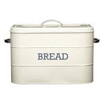 KitchenCraft Living Nostalgia Large Metal Bread Bin, 34 x 21.5 x 25 cm In Cream