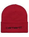 Carhartt WIP Script Beanie Hat - Rocket/Black Colour: Red, Size: ONE SIZE