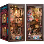 CUTEBEE Kit Book Nook - Kit de maison de poupée miniature à monter soi-même - Avec protection contre la poussière et lumière LED - Serre-livres d'art en bois - Kit de modèle pour adultes - Cadeaux de