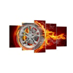 Impression sur Toile 160x85cm Tableaux Image Photo Wheel Flames Rim Decoration