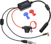 Répartiteur Fm Am Dab Dab+ Amplificateur Antenne Autoradio, 12V-24V Amplificateur Signal Antenne Voiture Booster, Smb Vers Din Séparateur Adaptateur Pour Camion Autoradio Stéréo Audio Radio