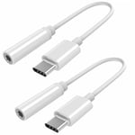 (2st) USB-C till 3,5 mm adapter för hörlurar Vit one size