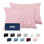 Dreamzie Taie Oreiller 50 x 70 Lot de 2 en Microfibre Certifiée Oeko-Tex - Housse de Coussin 50x70 Douce Et Brossée, Toucher Peau de Pêche - Rose Pâle