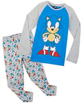 SONIC THE HEDGEHOG Shadow Pyjama Garçon Long, Ensembles de Pyjama Garçon Enfant Chaud Vêtements de Nuit Doux, Idée Cadeau Gamer (Gris/Bleu Sonic, 6-7 Ans)