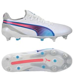 PUMA King Ultimate SG Formula - Hvit/Blå/Flat Light Gray/Rosa - Vått gress (SG), størrelse 47