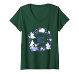 Womens Moomin Garden Life In Moominvalley Blue Print V-Neck T-Shirt