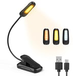 Diboniur Lampe de Lecture, Rechargeable Liseuse Lampe Clip, 3 Modes de Luminosité & 3 Couleurs, 360°Cou Flexible, Lampe de Lecture pour Lire au Lit, Voyage,Camping