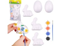 Styrofoam Dekorationer Målning Set 3 Harar 2 Ägg Färger Lean Toys