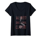 Womens Bruce Lee We Need Emotional Content Distressed V-Neck T-Shirt