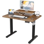 Devoko 120×60cm Electric Height Adjustable Desk, with Monitor Stand, Computer Desk, with 2 Height Memory Functions, for Bedroom, Study, Office