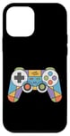 Coque pour iPhone 12 mini Manette de console géométrique colorée rétro Game-Over