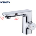 Robinet Salle Bain avec 2 Fonctions de capteur, Robinet de Lavabo Automatique Infrarouge avec Barboteur démotable Mitigeur Lavabo à Double induction