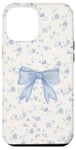 iPhone 12 Pro Max Blue Floral & Ribbon Bow Aesthetic Coquette Soft Girly Case