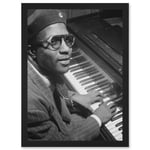 Jazz Legend Thelonious Monk Cool Black & White A4 Artwork Framed Wall Art Print