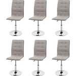 HHG - Lot de 6 chaises de salle à manger 105, chaise de cuisine, réglable en hauteur pivotante, tissu/textile mvg, crème-gris