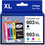 KINGWAY 903XL Ink Cartridges Replacement for HP 903XL Ink Cartridges Multipack for HP Officejet Pro 6970 6960 Officejet Pro 6950 6960 All-in-One Inkjet Printer (Black, Cyan, Magenta, Yellow, 4-Pack)