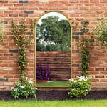 MirrorOutlet The Arcus - Gold Framed Modern Full Length Arched Garden Wall Mirror 71" X 35" (180CM X 90CM) Silver Mirror Glass with Black All weather Backing.