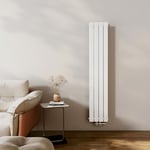 EMKE Radiateur Petit, 1600x300 mm, Radiateur Vertical, Radiateur Plat Étroit pour Salle de Bain, Conception à Raccordement Central, Radiateur à Panneaux Double, 889 Watts, Blanc