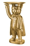 Casablanca Figurine décorative Sculpture en résine - Chien Bouledogue français avec Plateau - Couleur : doré - Cadeau de Table - Hauteur : 31 cm