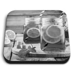 Square MDF Magnets - BW - Iced Tea Lemonade Ice Drink Cafe  #37462