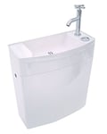 Wirquin 50720090 Réservoir d'eau pour wc Iseo en plastique combiné lave-mains intégré au réservoir, blanc