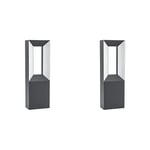 Eglo Lampe sur pied LED Riforano, lampadaire extérieur en fonte d’aluminium noir et plastique blanche, éclairage à 2 flammes, IP44 (Lot de 2)