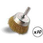 Kibros - Brosses rotatives coupe sur tige Laiton dur - Quantité x10 - ø 75 mm - Coupe - Laiton - Dure