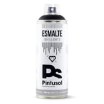 PINTUSOL Bombe Peinture Émail Brillante Noir RAL9005, Finition Brillante, Résistant aux UV Haute Opacité, Application Facile, Multisurface Bois Métal Plastique Verre, Spray Professionnel Noire 400ml