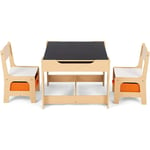 Ensemble de Table et 2 Chaise pour Enfants avec 2 Paniers de Rangement et Plateau Amovible à Double Face, Meubles pour Enfants Multi-Usage pour