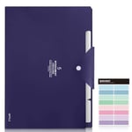 KONVINIT Trieur A4,Extensible Accordéon Document avec 5 Compartiments Document Classeur Rangement Papier Trieur Plastiqu,Organiseur Document Imperméable, Souple, et Légère,navy blue