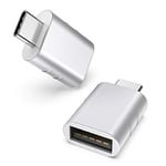 Syntech Adaptateur USB C vers USB Pack de 2 Adaptateurs USB C mâle vers USB3 Femelle Compatible avec MacBook Pro/Air 2021 iMac iPad Mini 6/Pro, Adaptateur Thunderbolt 3/4, Argent