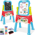 Children Double Sided Folding Magnetic Drawing Board Easel Colour Chalk Blue