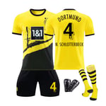 Dortmund Hemma Barn Fotbollströja Set med Strumpor och Skydd 23/24 4 N.SCHLOTTERBECK 4 N. SCHLOTTERBECK children's sizes28