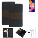 Wallet Case + headphones for Samsung Galaxy A10s Protective Cover Brown