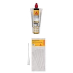 SIKA - Scellement chimique à prise rapide - Fixation d'objets lourds - Int/Ext - Scelle store, volet, portail, radiateur - Ton pierre - 300ml + Lot de 5 buses mélangeuses additionnelles