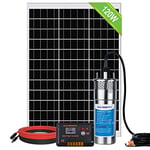 DCHOUSE kit pompe à eau solaire, pompe solaire 12V + kit panneau solaire 120W + contrôleur de charge 20A, puits d'eau, irrigation. Panneau solaire pour pompe à eau - expédié séparément, tête de 70m