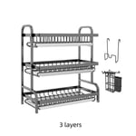 2/3 Tier Dish Drainer Rack with Drip Tray Cutlery Holder Plate Rack Kitchen Sink