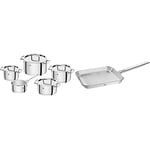 Zwilling 5-Piece Pot-Set, with 4 Lids, Suitable for Induction, Stainless Steel, Passion & ZWILLING 40996-024-0 Plus, Square Grill Pan, Cast Iron