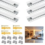 Angdarun Profilé LED pour cloison sèche à LED, 6 x 1 m, en aluminium, profilé de cloison sèche, pour bandes LED pour murs et plafonds, canal LED/rail LED laiteux, cache pour bande LED plus large